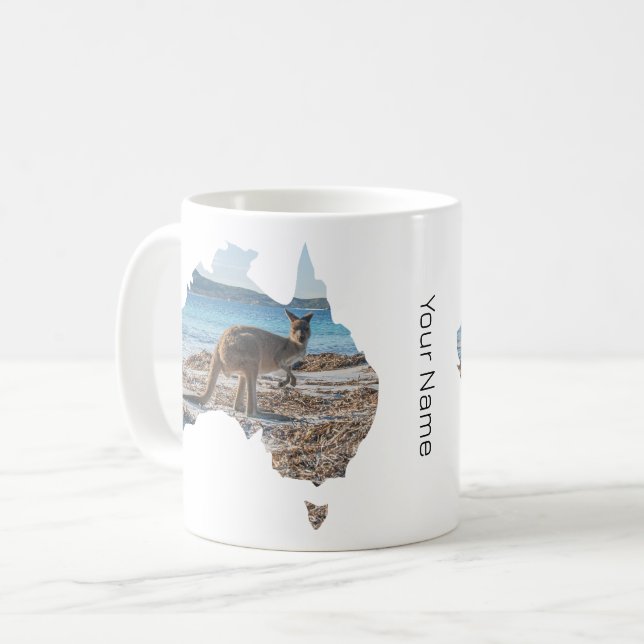 Australien Shape Kangaroo auf dem Beach Foto Kaffeetasse (Vorderseite Links)