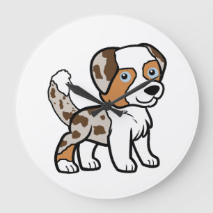Australien Shepherd Red Merele Cartoon mit Schwanz Große Wanduhr
