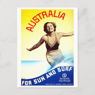 Australien Sonne und Surfen Vintage-Reise Postkarte