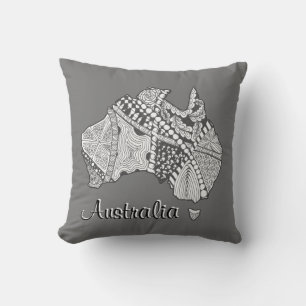 Australien Souvenir Karte Art Gray Throw Kissen