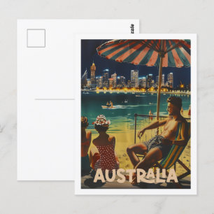 Australien Strand Vintage Berühmter Reiseort Postkarte