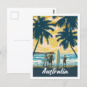 Australien Strand Vintage Berühmter Reiseort Postkarte