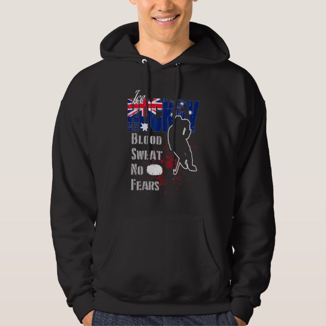 Australien Supporter Blood Sweat No Angst Ice Hock Hoodie (Vorderseite)