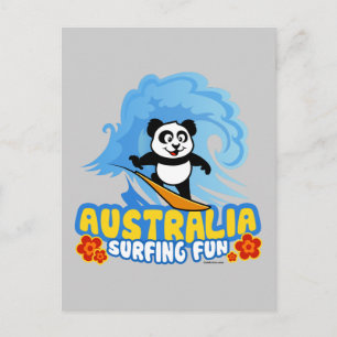 Australien Surfing Panda Postkarte