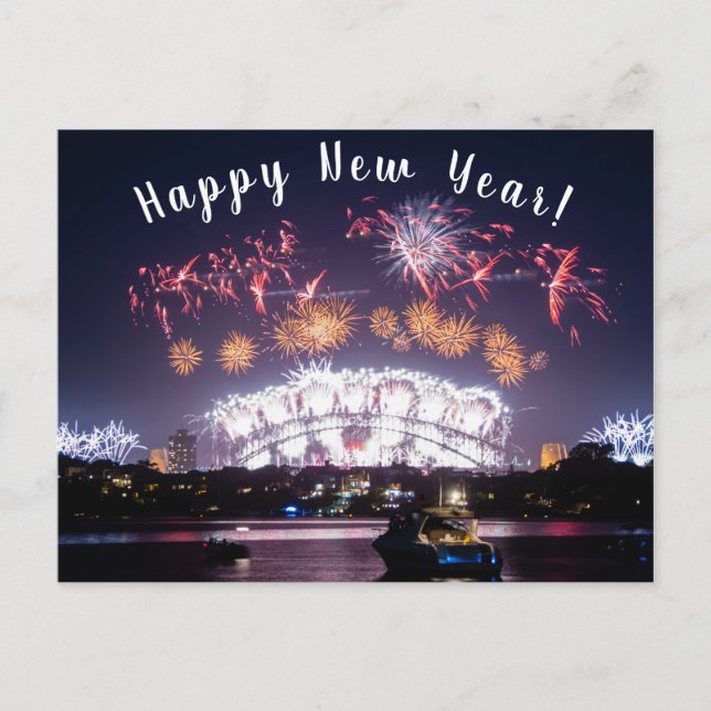 Australien Sydney Harbour Bridge Fireworks NYE Postkarte (Vorderseite)