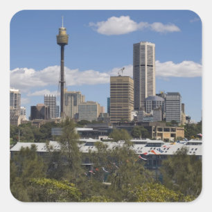 Australien, Sydney, Potts Point. Sydney Skyline. Quadratischer Aufkleber
