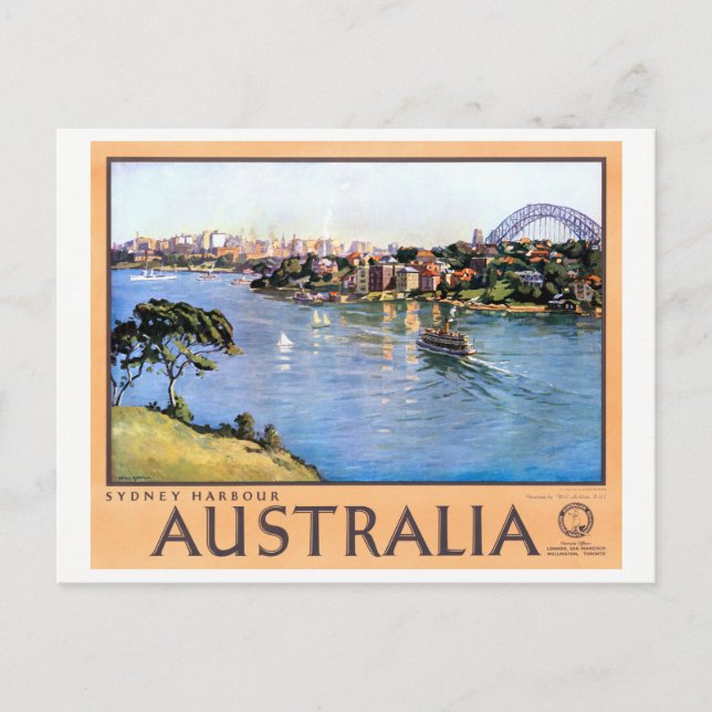 Australien Sydney Vintage Travel Poster Postkarte (Vorderseite)