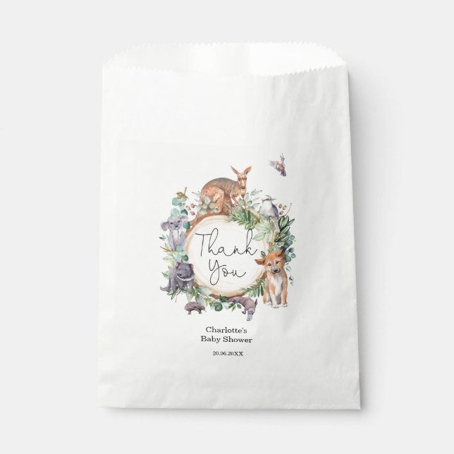 Australien Tiere Rustic Wildlife Eucalyptus Baby Geschenktütchen (Vorderseite)