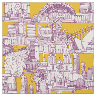 Australien toile de jouy lila gelb stoff