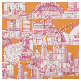 Australien toile de jouy viva magenta satsuma stoff