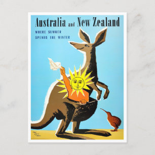 Australien und Neuseeland Vintage-Reise Postkarte