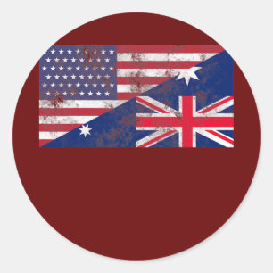 Australien und USA-Flagge Freundschaft Runder Aufkleber