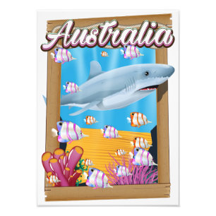 Australien Unterwasser-Hai-Reiseplakat Fotodruck
