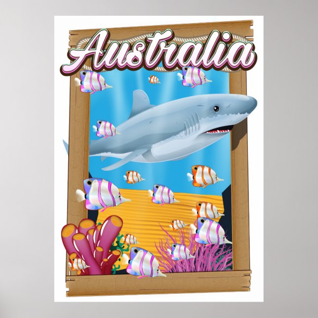 Australien Unterwasser-Hai-Reiseplakat Poster (Vorne)