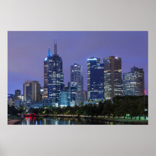 Australien, Victoria, Melbourne, Skyline entlang Poster