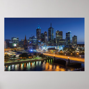 Australien, Victoria, Melbourne, Skyline mit Poster