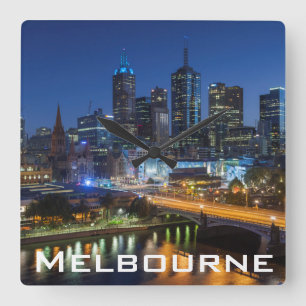 Australien, Victoria, Melbourne, Skyline mit Quadratische Wanduhr