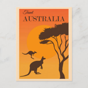 Australien Vintag Kangaroo Reiseposter Postkarte