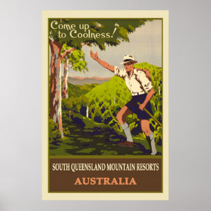 Australien Vintag Mountain Travel Poster
