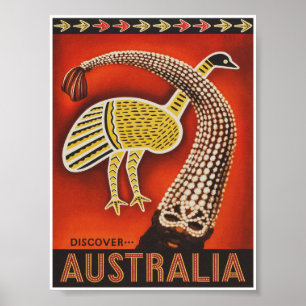 Australien Vintage Travel Poster mit Emu