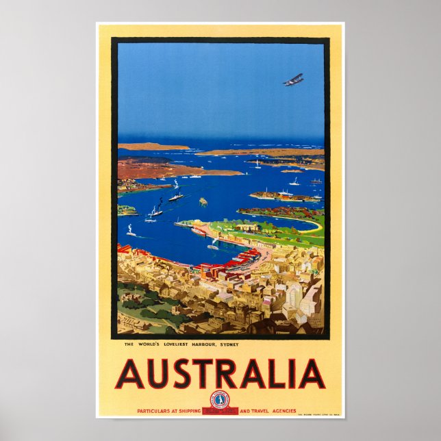 Australien Vintage Travel Poster wiederhergestellt (Vorne)