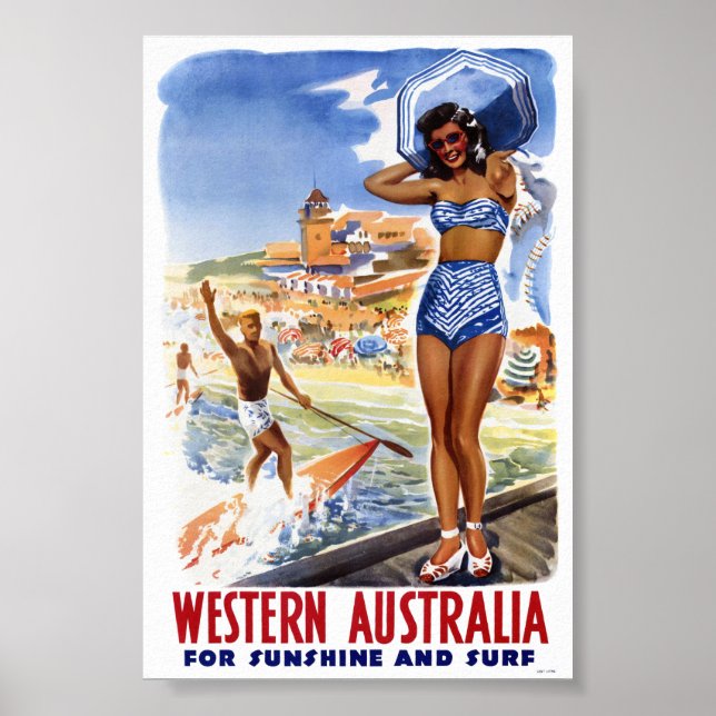 Australien Vintage Travel Poster wiederhergestellt (Vorne)
