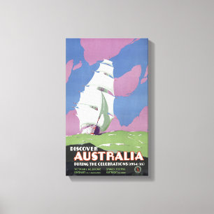 Australien Vintage Travel Poster wiederhergestellt Leinwanddruck