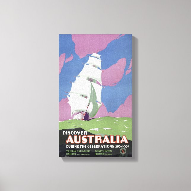 Australien Vintage Travel Poster wiederhergestellt Leinwanddruck (Vorderseite)