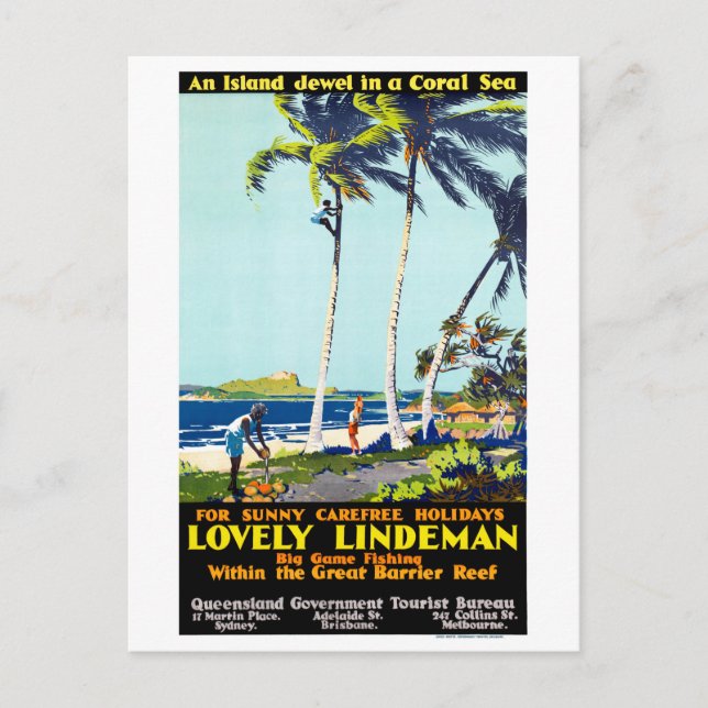 Australien Vintage Travel Poster wiederhergestellt Postkarte (Vorderseite)