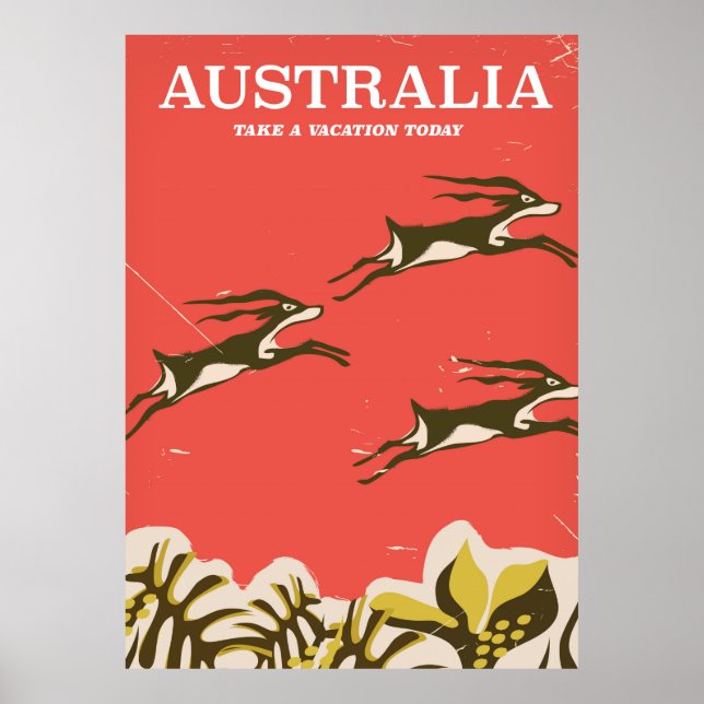 Australien Vintager Urlaubstext Poster (Vorne)