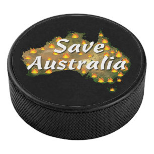 Australien vom Bushfire Desaster gerettet Eishockey Puck