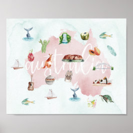 Australien Wanderlust Sehenswürdigkeit Map Poster