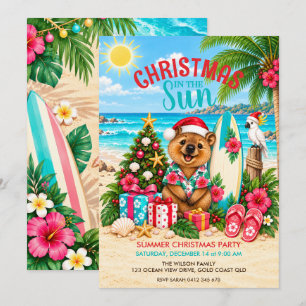 Australien-Weihnachten im Sommer   Quokka-Strandpa Einladung