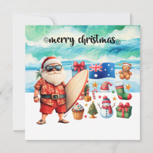 Australien Weihnachtsgrüße mit Sommer-Santa Feiertagskarte