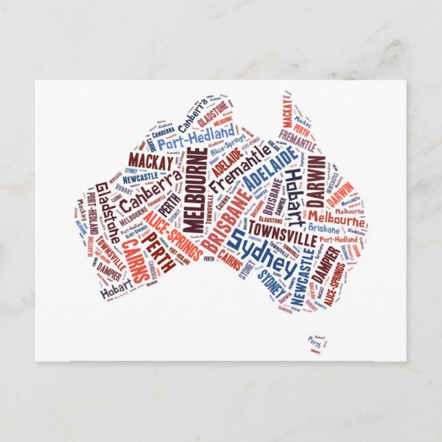 Australien Word Art Postkarte (Vorderseite)