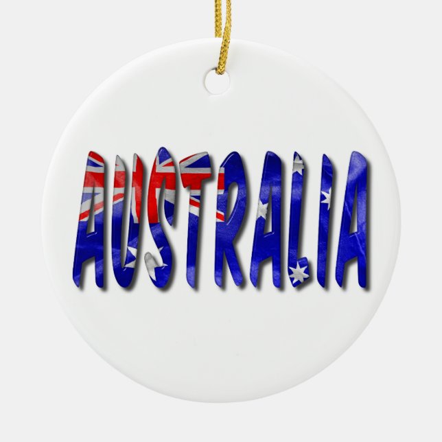 Australien Word mit Flaggentextur Keramik Ornament (Vorne)