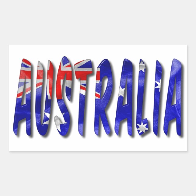Australien Word mit Flaggentextur Rechteckiger Aufkleber (Vorderseite)