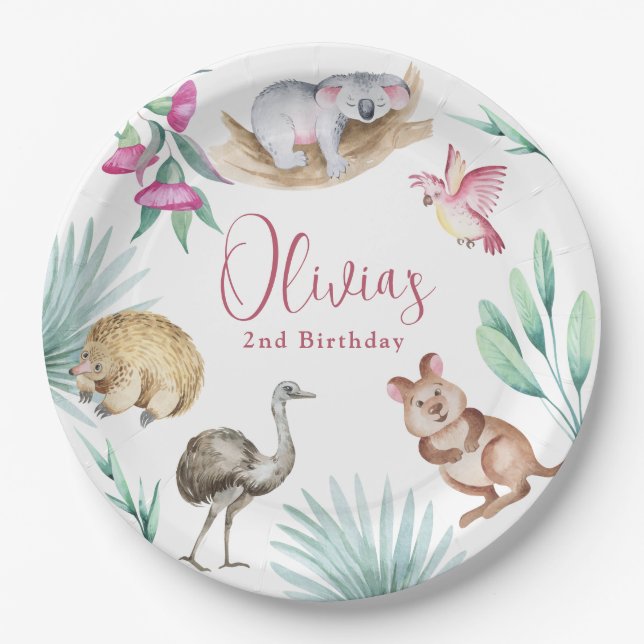 Australien Zoo Animal Birthday Pappteller (Vorderseite)
