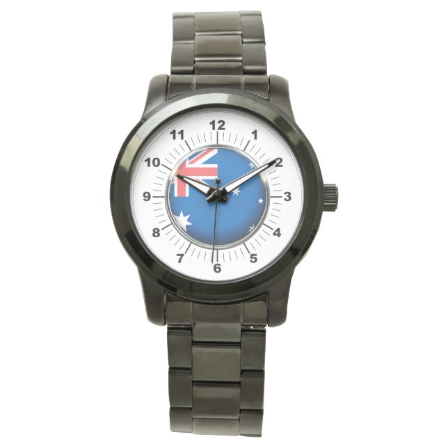 Australienflagge Oversized Black Watch Armbanduhr (Vorderseite)