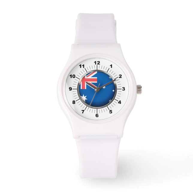 Australienflagge Sporty White Silicon Watch Armbanduhr (Vorderseite)