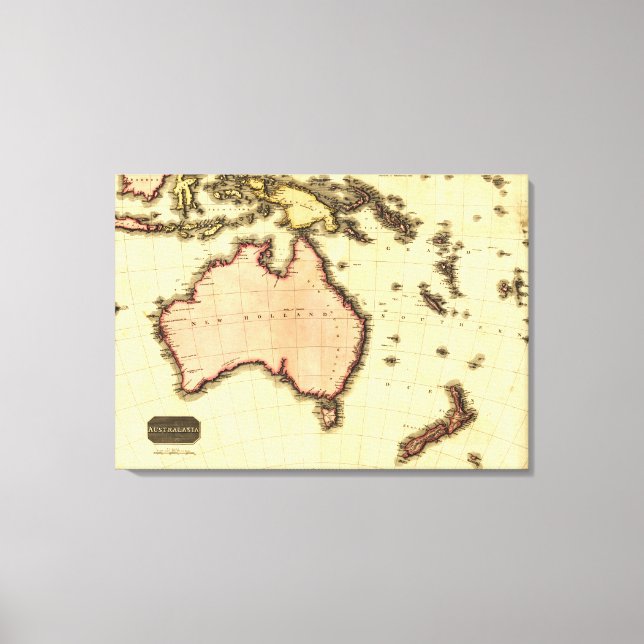 AustralienPanoramakarteAustralien Leinwanddruck (Vorderseite)