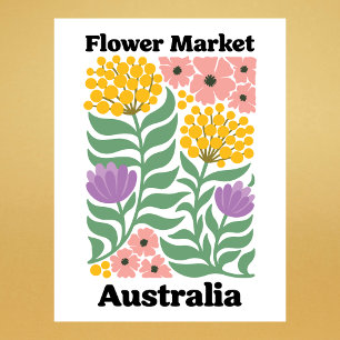 Australiens Blumenmarkt Golden Wattle Rosa Blüte Postkarte