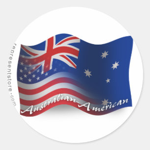 Australisch-Amerikanische Wave Flag Runder Aufkleber