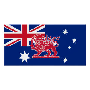 Australisch-iranische Löwe-und-Sonne-Erbeflagge Poster