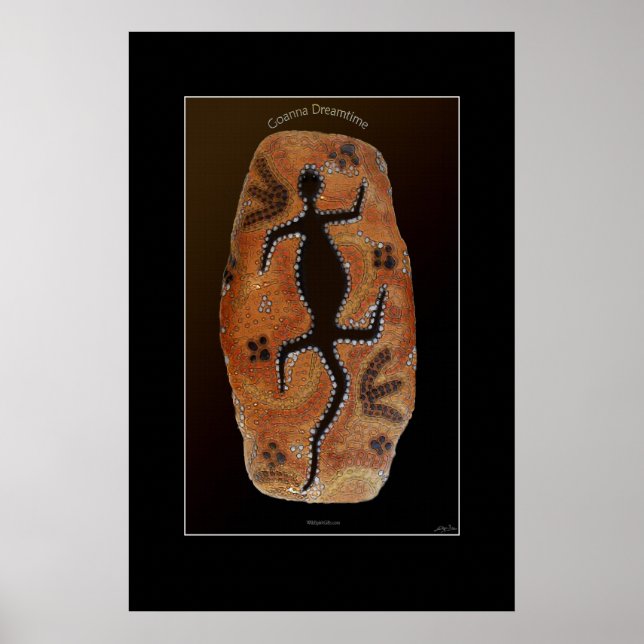 Australische Aboriginal Goanna Lizard Art Print Poster (Vorne)