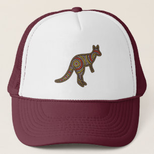 Australische Aborigine-Kunst - Kangaroo Spirit Des Truckerkappe
