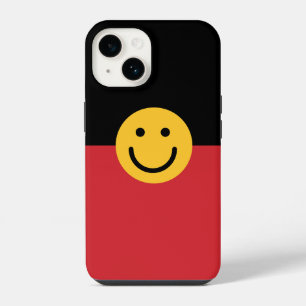 Australische Aborigines-Flagge mit Smile-Gesicht iPhone 14 Hülle