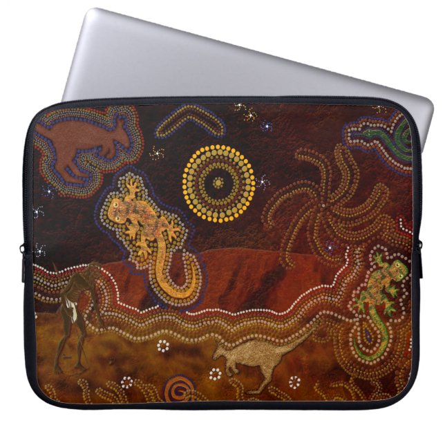 Australische Aborigines Jagd Kangaroo & Geckos Laptopschutzhülle (Vorderseite)