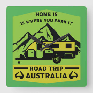 Australische Aussie Caravan Caravanning Summer Quadratische Wanduhr