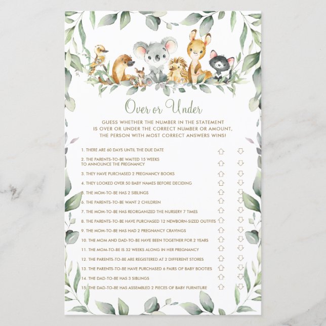 Australische Baby-Dusche über oder unter dem Spiel (Vorderseite)